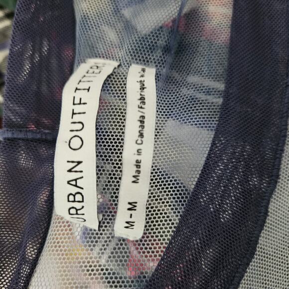 Blue Tie Dye Sheer Short Sleeve Crop Top Size Medium - Picture 3 of 5